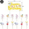 A set of 13 fairy birthday toppers featuring various colors and designs for parties.