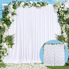 Elegant white rectangular backdrop drapes decorated with greenery and white flowers for events