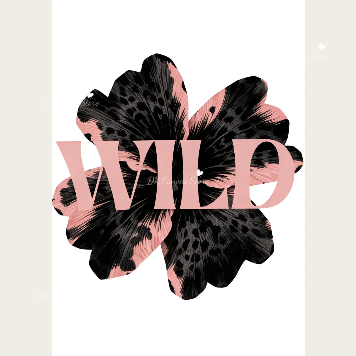Black and pink leopard hibiscus flower design on a light background.