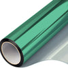 Roll of teal privacy window film showing a cross-section view.