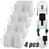 Four white wall-mounted organizers featuring phone holders and a charging dock.