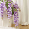 Purple and cream artificial wisteria hanging vine with silk bloom forks