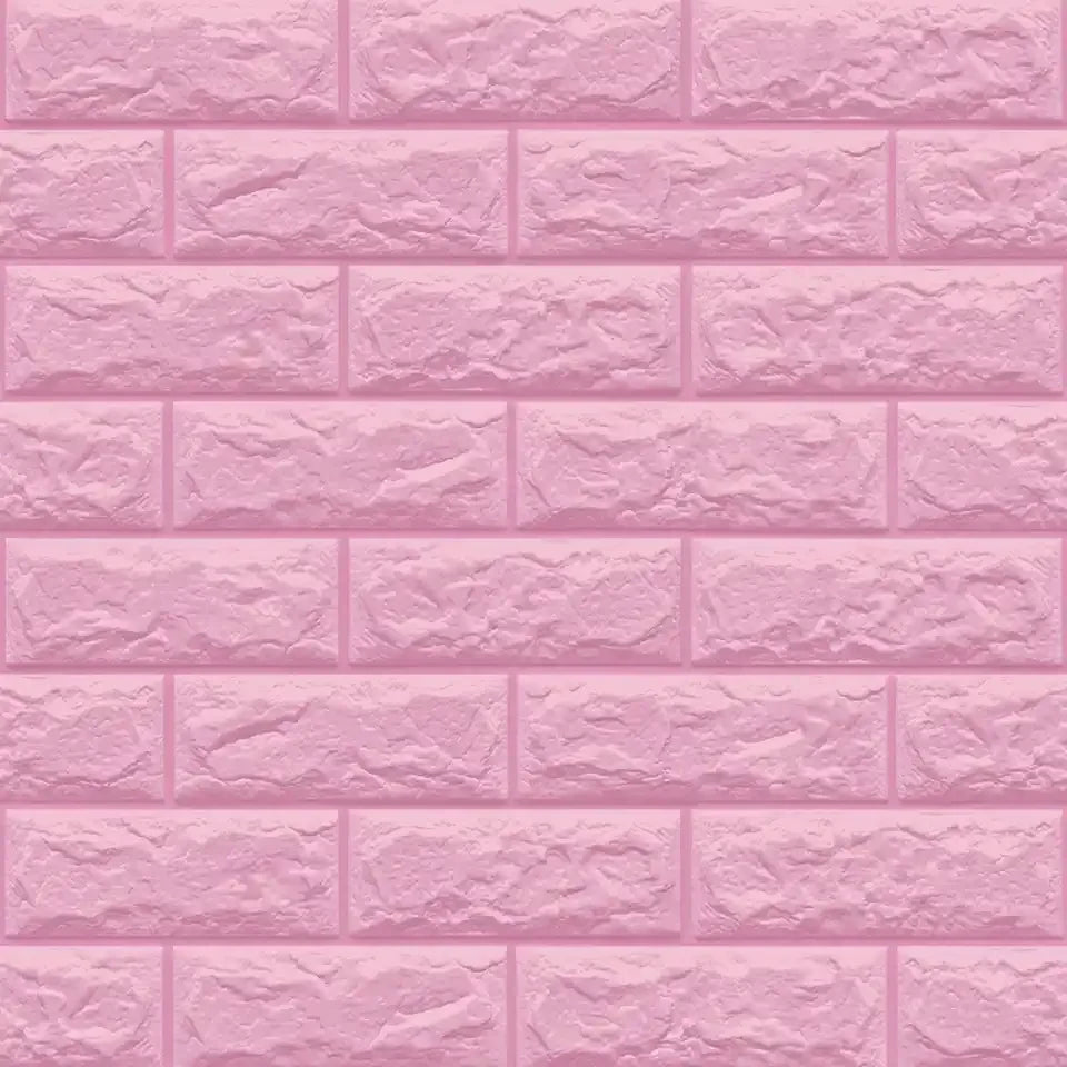 Pink textured brick wall panels made of foam for waterproof wallpaper.
