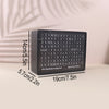 A black wooden piggy bank savings box with numbered slots and dimensions shown.