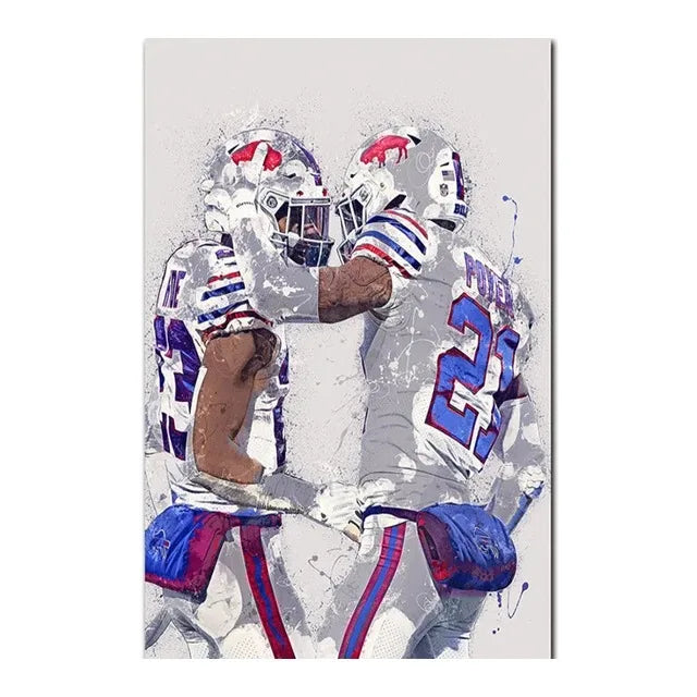 Abstract Football Player Canvas Wall Art