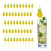 A pack of 50 yellow pineapple paper straws arranged in rows.