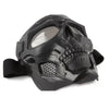 Black skull full face motorcycle and bicycle mask with a windproof lens