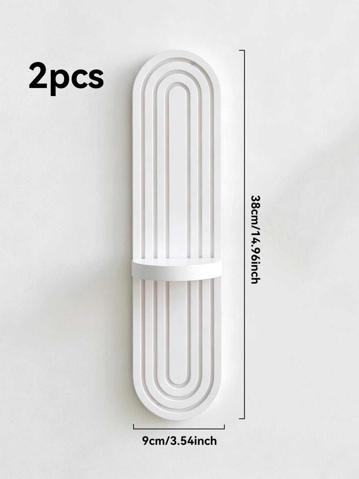 Two white rustic arch wooden wall shelves measuring 38cm long and 14.96 inches.