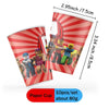 A set of 10 paper cups featuring a red and white striped background with cartoon robots on them.