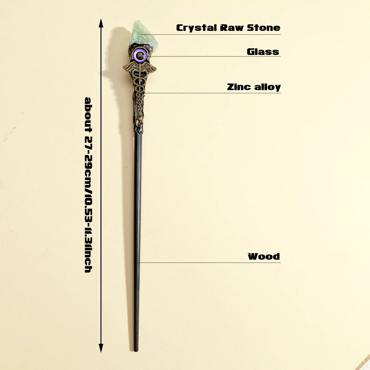 Natural Rose Quartz & Amethyst Evil Eye Crystal Wand