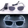 Clear plastic party glasses with an embedded light wire frame and dark lenses