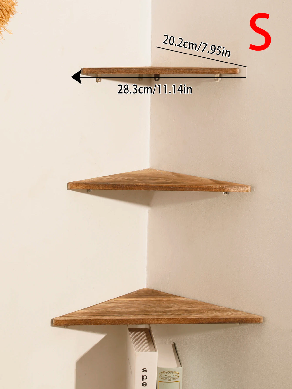 Corner Floating Wooden Wall Shelves for Home Decor