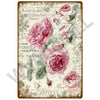 Vintage lavender sunflower metal sign featuring pressed flowers and botanical text