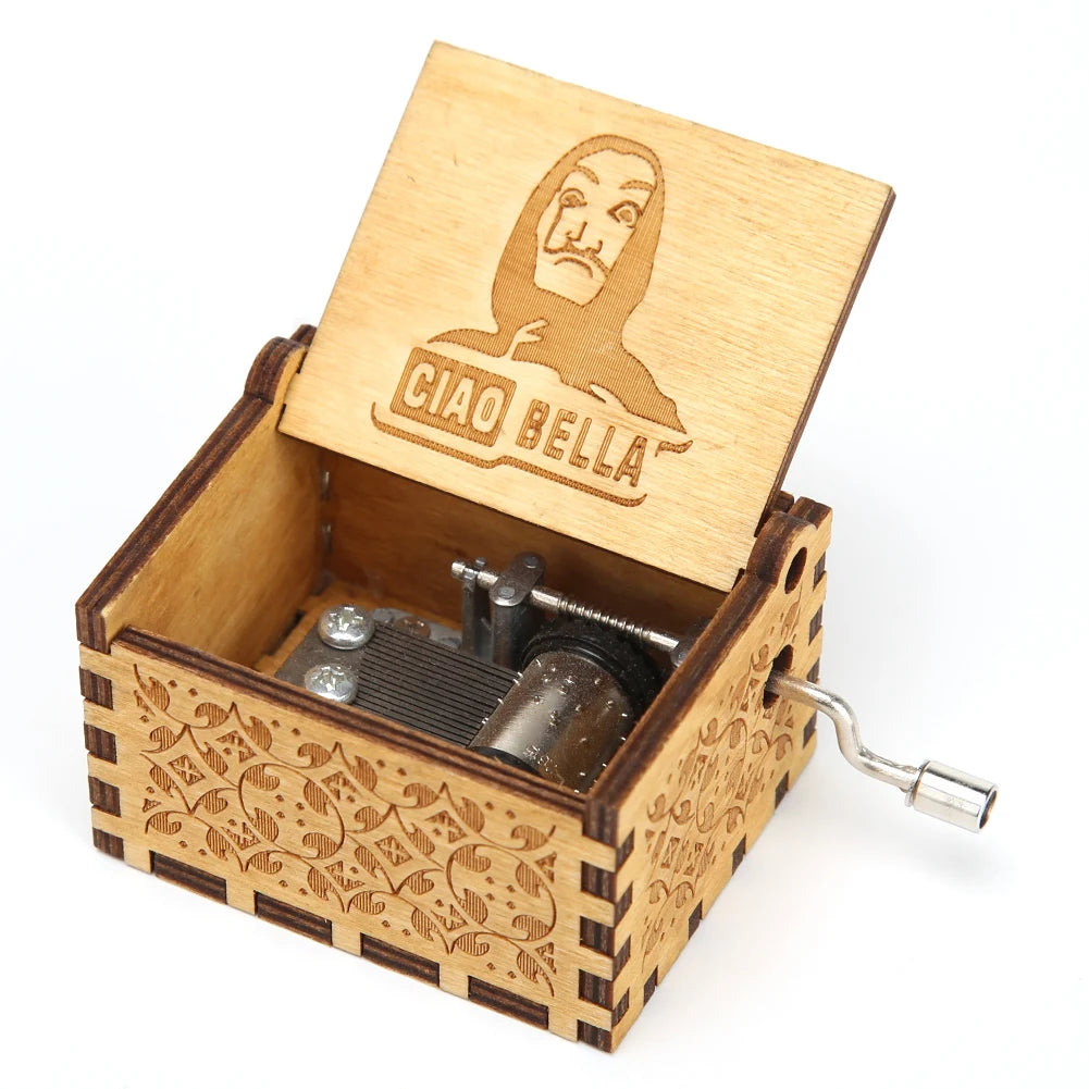 Retro Hand-Cranked Wooden Music Box