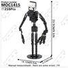 A black collectible DIY model of a character, product number MOC1415, shown standing on a base.