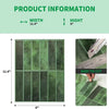 A set of rectangular green 3D peel and stick backsplash tiles shown with dimensions.