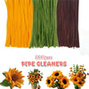 A pack of multi-color pipe cleaners in yellow, green, and brown colors for DIY crafts.