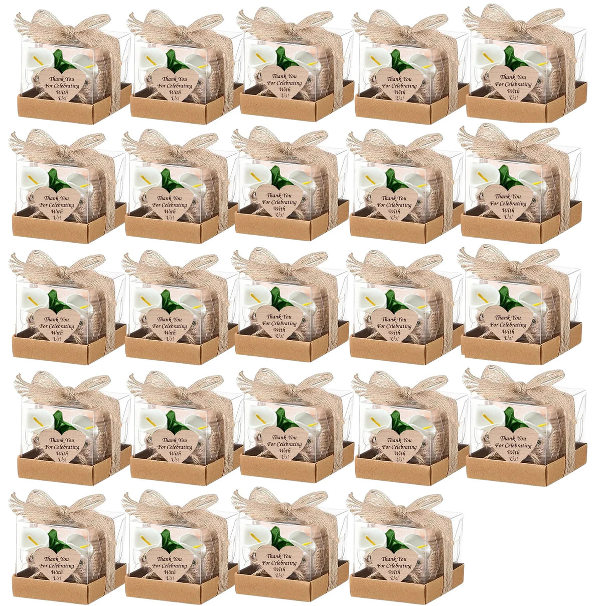 Wooden Tealight Candle Holders with Heart-Shaped Tags — Wedding & Baby Shower Favors