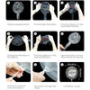 Nine steps showing how to prepare and inflate clear balloons for party decor