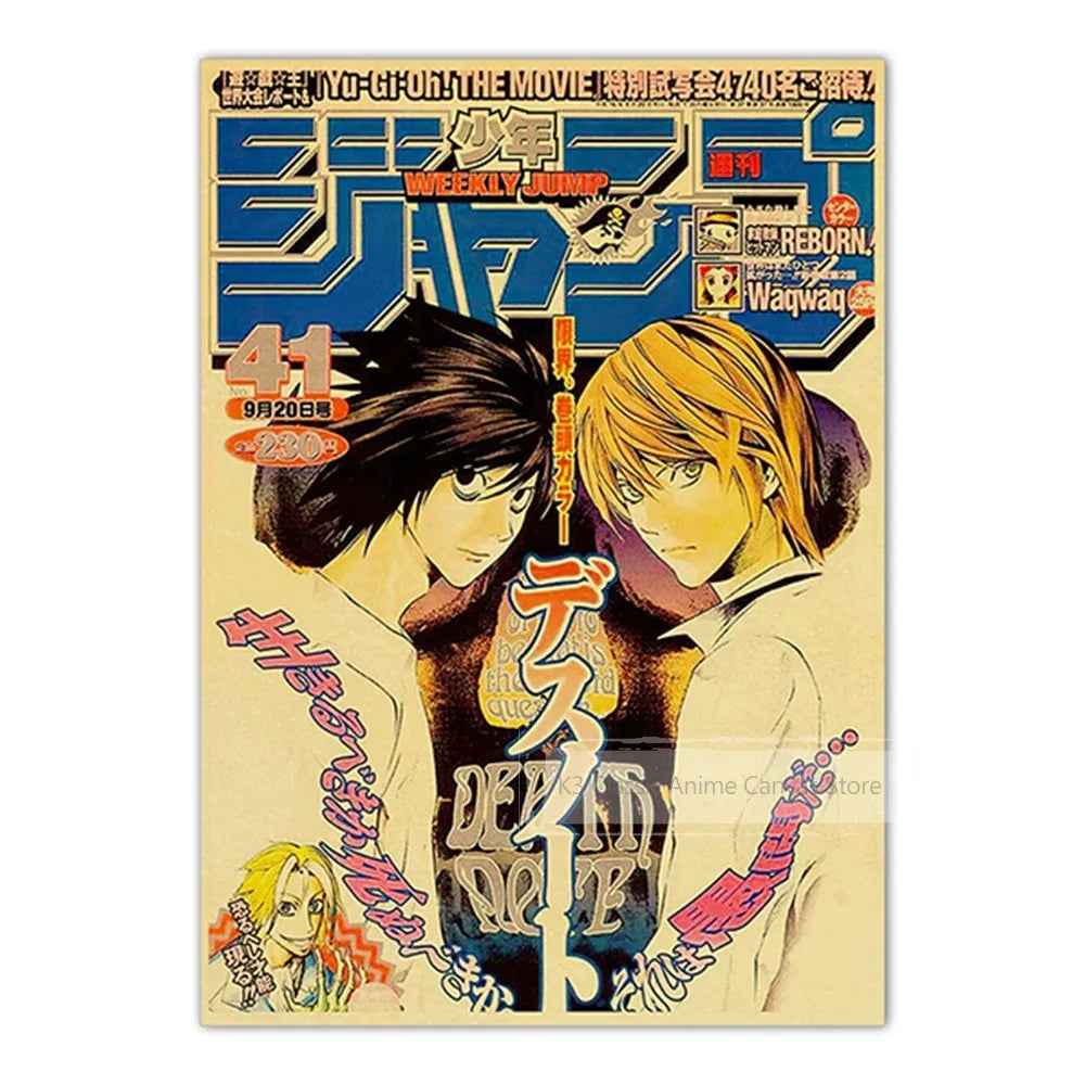 Anime Kraft Paper Poster featuring characters from JoJo, Jujutsu Kaisen, and Demon Slayer