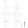 A set of white decorative iron wall candle sconces with an intertwined, swirling design.