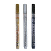 Three acrylic paint pens in gold and black packaging displayed vertically.