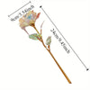 A long, slender artificial rose with a light pink bloom and green leaves, measuring 9cm in diameter and 24cm long.