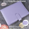 A purple PU leather A5 ring binder cover with a magnetic buckle closure.