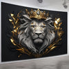 Regal Lion Crown Tapestry Wall Hanging — Vintage Black & Gold Decor
