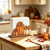 Wooden Autumn Napkin Holder with Pumpkin & Maple Leaf Design
