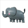 A gray elephant balloon decoration for a jungle safari birthday party.