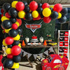Guirlande de ballons rouge, jaune et noir pour une décoration festive.