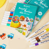 A set of 24 colored acrylic markers packaged in a clear box with various tips and paint colors.