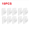 Ten transparent heavy-duty self-adhesive hooks arranged in a row.