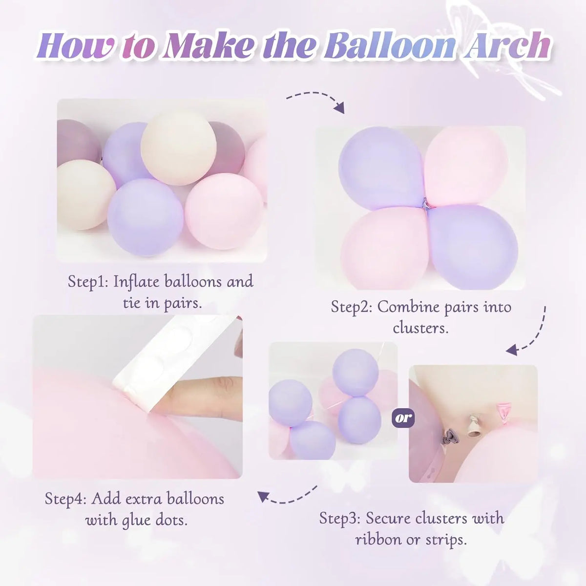 Butterfly Balloon Garland Arch Kit in Soft Pastel Colors