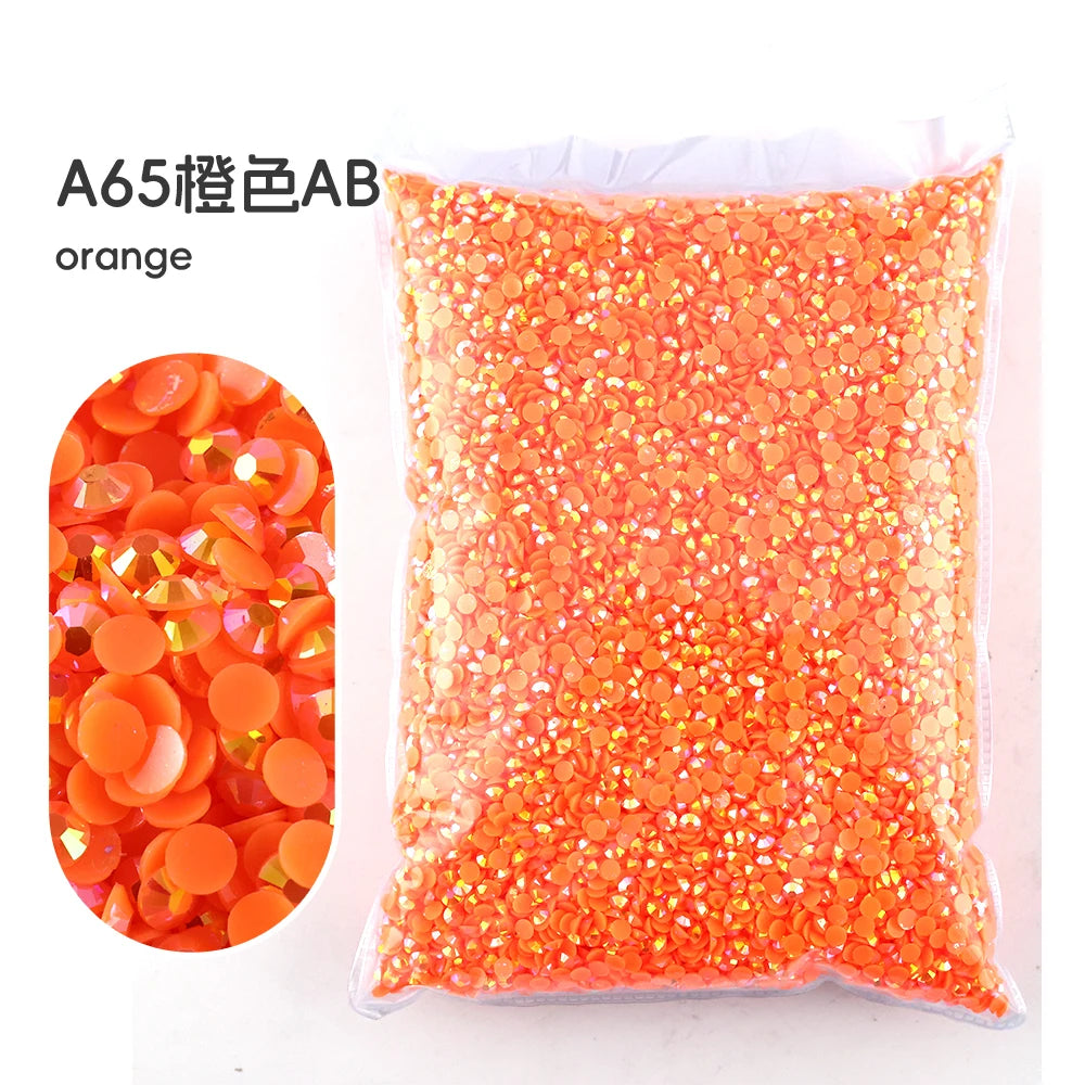 Bag of orange A65 resin rhinestones for crafting