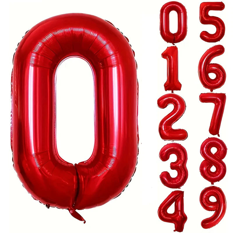 Large Red Number Foil Balloon for Birthday and Anniversary Decor