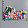 A colorful magnet featuring the word MIAMI with tropical leaves and palm fronds.
