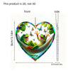 Front view of a 2D heart-shaped acrylic ornament featuring a green frog surrounded by colorful butterflies and leaves.