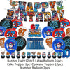 A banner featuring numbers 6, 7, and letters spelling HAPPY BIRTHDAY, along with various balloon decorations.