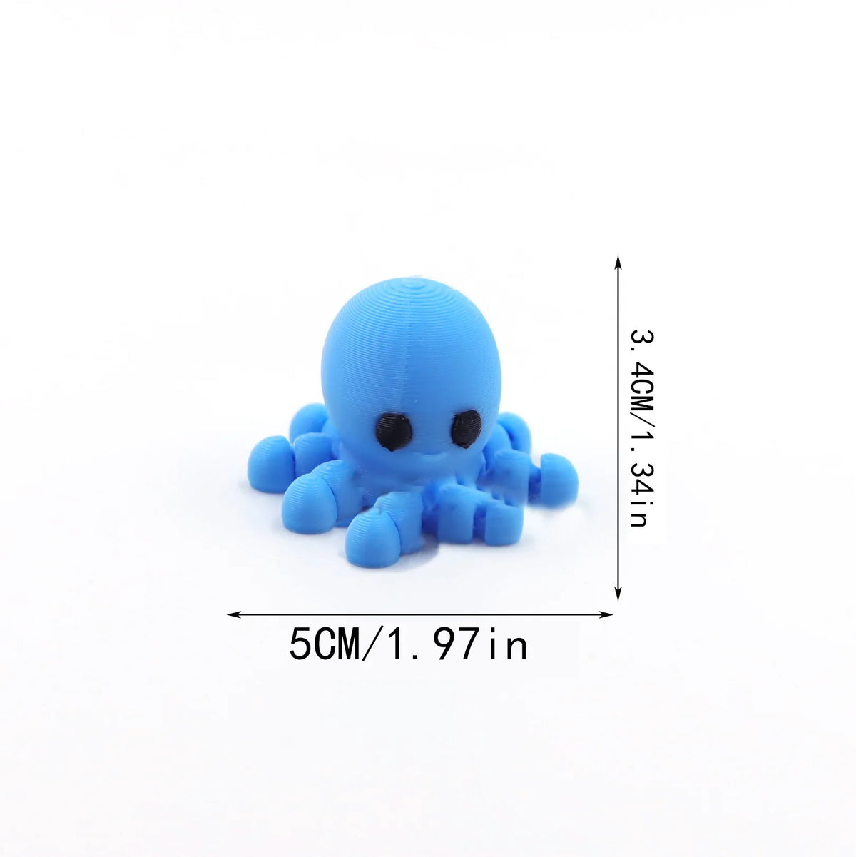 A small, blue, spherical cartoon animal figurine with black eyes, shown against a white background.