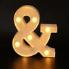A luminous LED alphabet night light shaped like an ampersand and a letter L, glowing white.