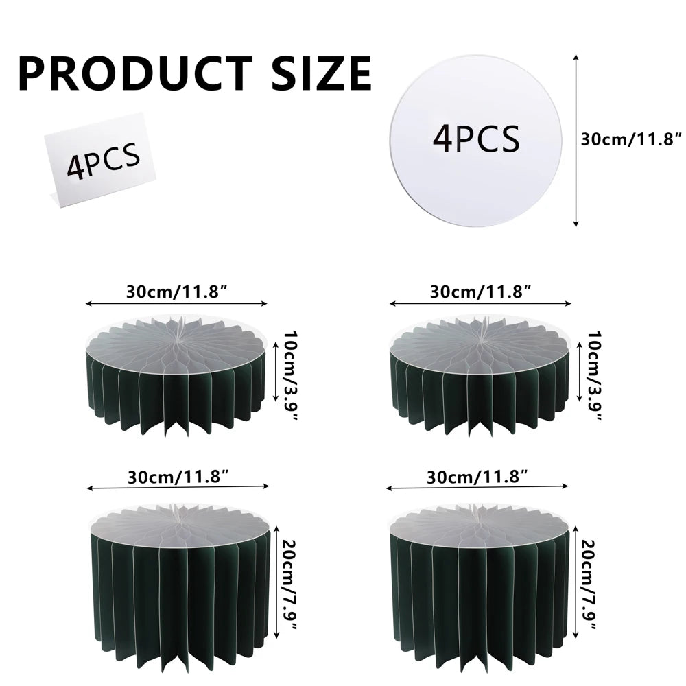 Various sizes of folding dessert table cupcake display stands in dark green color.
