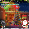 Solar decorative light Christmas tree illuminating a house with festive lights and Santa