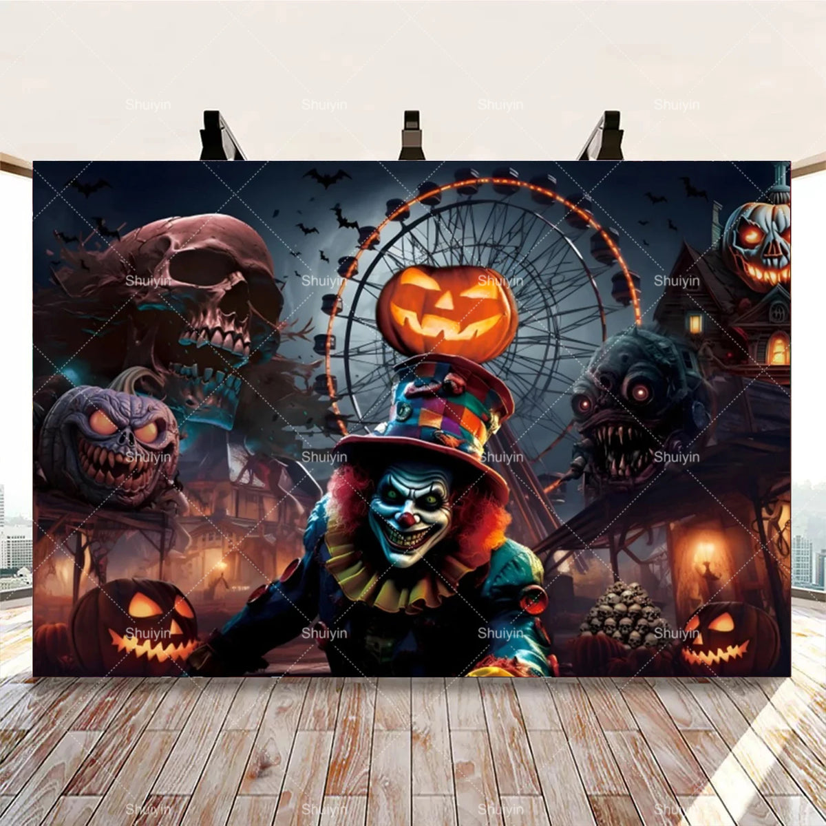 Evil Clown Circus Halloween Photography Backdrop