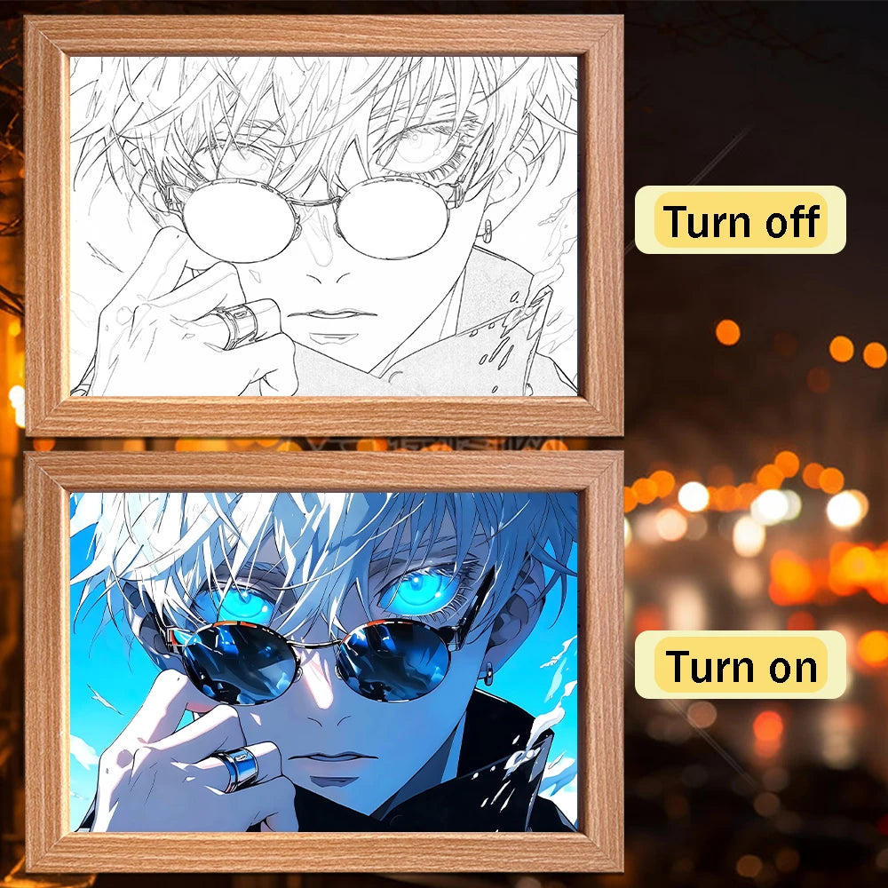 Anime Satoru Gojo LED Lighted Photo Frame with Three Color Modes