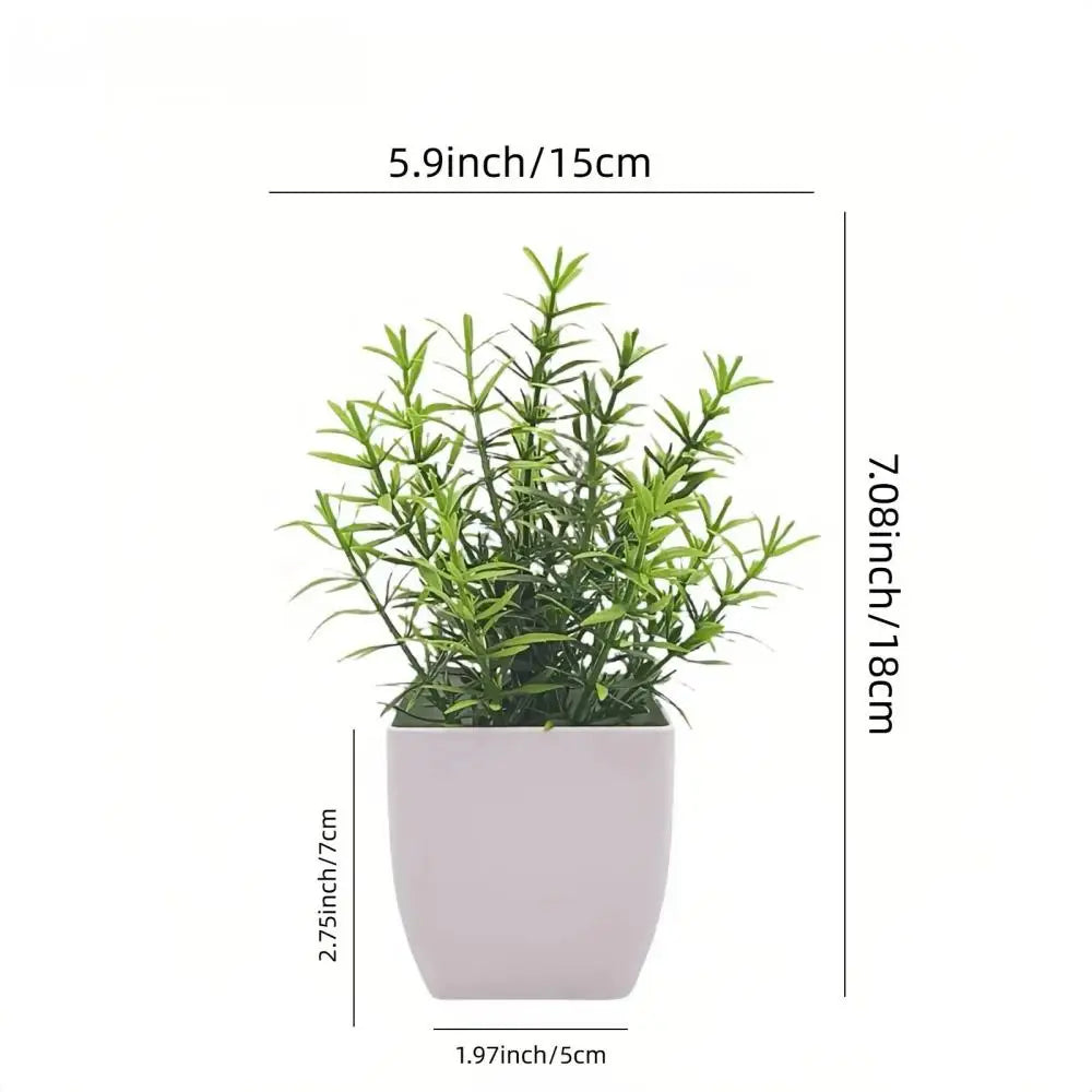 Mini Artificial Bonsai Plants Set for Shelf & Desk Decor