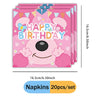 A set of 20 pink and blue dog-themed birthday napkins for parties