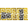 A set of ten self-adhesive 3D acrylic mirror wall stickers featuring a decorative maze pattern in yellow and black.