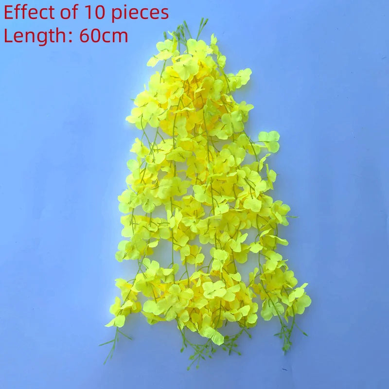 A long yellow artificial wisteria flower garland measuring 60cm